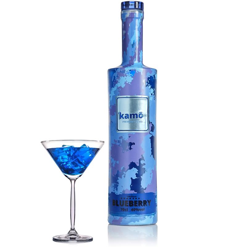 Niebieska wódka KAMO jagodowa Blueberry świetna do drinków. 