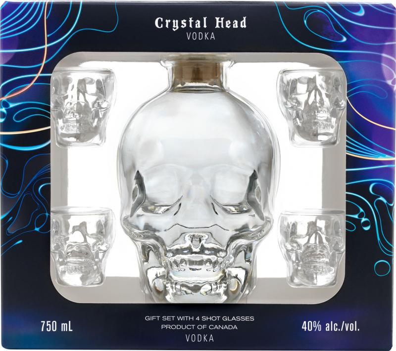 Wódka Crystal Head 40% 0,7L + 4 Kieliszki 