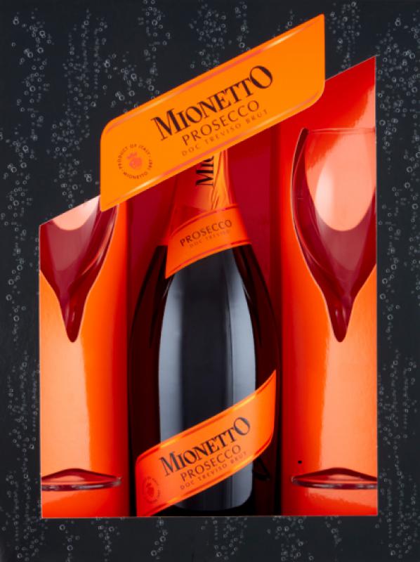 Wino Prosecco Mionetto Brut + zestaw kieliszki