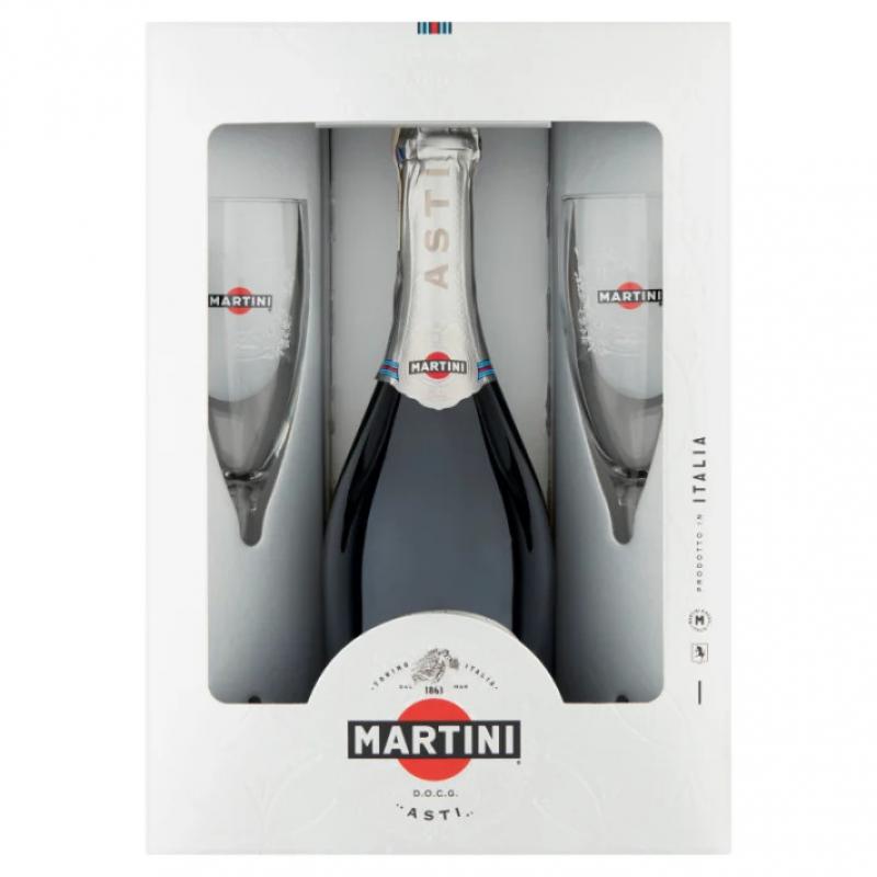 Wino musujące Martini Asti 0,75l + zestaw 2 kieliszki