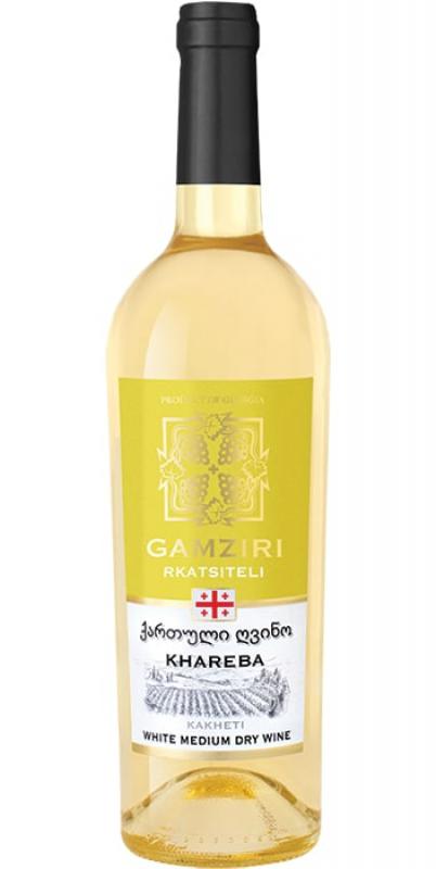 Wino Gamziri Rkatsiteli białe, półwytrawne 0,75l 12% - wino gruzińskie