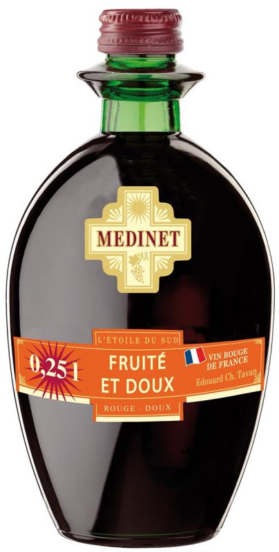 Wino Medinet 250ml - czerwone, słodkie gronowe wino produkowane we Francji