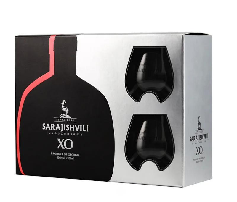 Brandy Sarajishvili XO w zestawie szklanki - GIFTBOX Sarajishvili 0,7 litra
