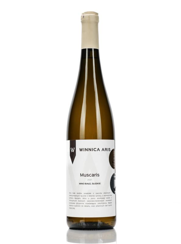 Wino regionalne z województwa lubuskiego Aris Muscaris - białe, słodkie
