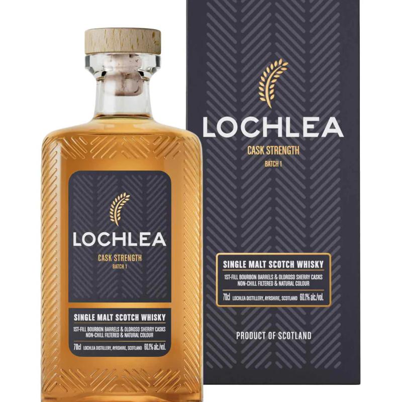 Szkocka Whisky Lochlea Single Malt Cask Strength wydanie 1 o mocy 60,1% abv z kartonikiem.