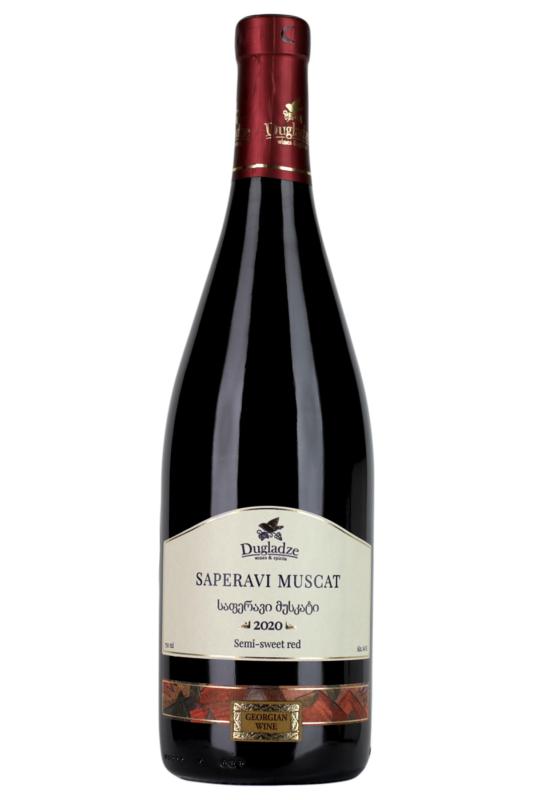 Wino Dugladze Saperavi Muscat czerwone, półsłodkie 0,75l 14% Gruzja