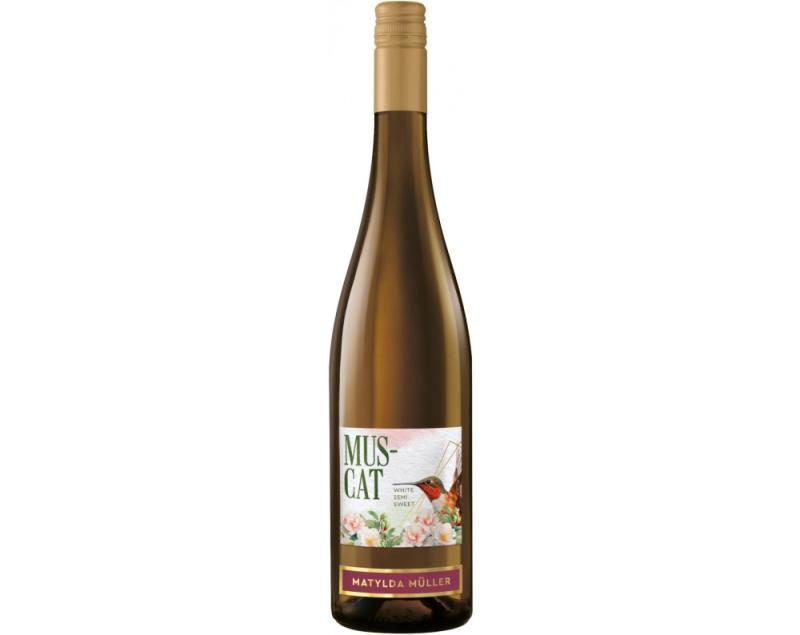 Wino Matylda Muller Muscat białe, półsłodkie 0,75l 12%