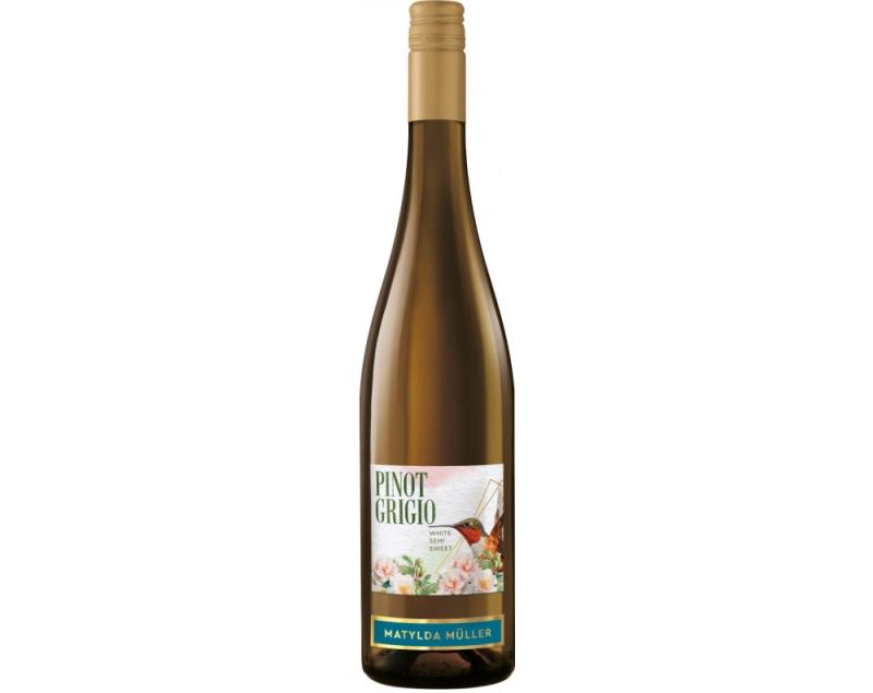 Wino Matylda Muller Pinot Grigio białe, półsłodkie 0,75l 11,5%