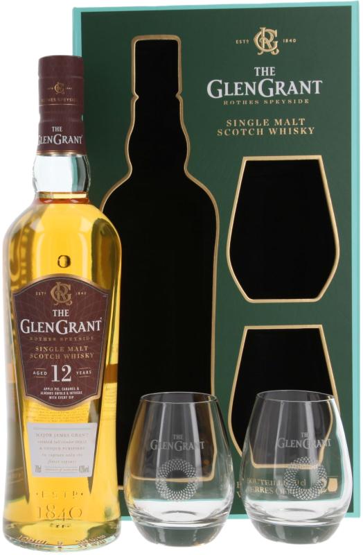 Whisky Glen Grant 12 YO Single Malt 0,7l w zestawie ze szklankami