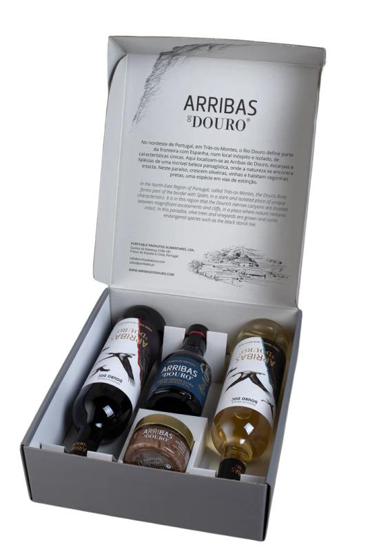 Wino Arribas Do Douro DOC zestaw prezentowy białe + czerwone + oliwki + oliwa 0,75l 