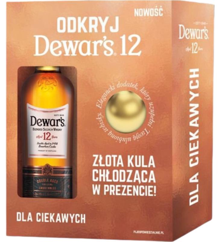 Whisky Dewar\'s 12 YO 40% + kula chłodząca