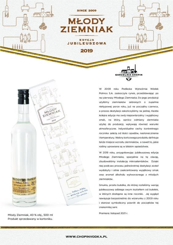 Wódka Młody Ziemniak 2019 Edycja Jubileuszowa 40% 0,5L + Kartonik