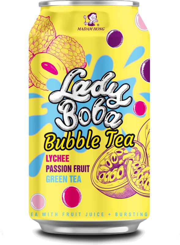 Napój Lady Boba Bubble Tea Lychee - Passion Fruit - Green Tea 0,32l puszka