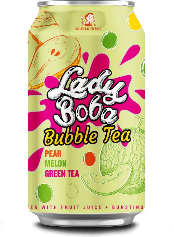 Napój Lady Boba Bubble Tea Pear - Melon - Green Tea 0,32l puszka