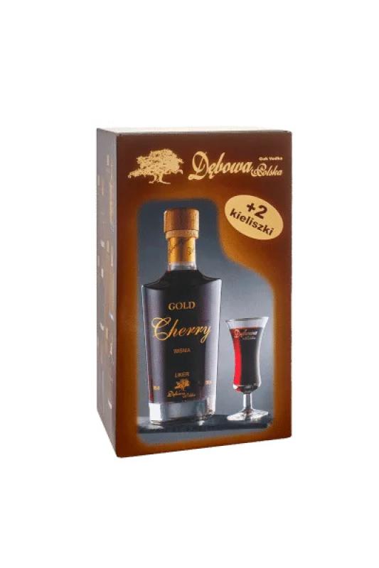 Likier Dębowa Raspberry Gold 0,7L 20% + 2 Kieliszki