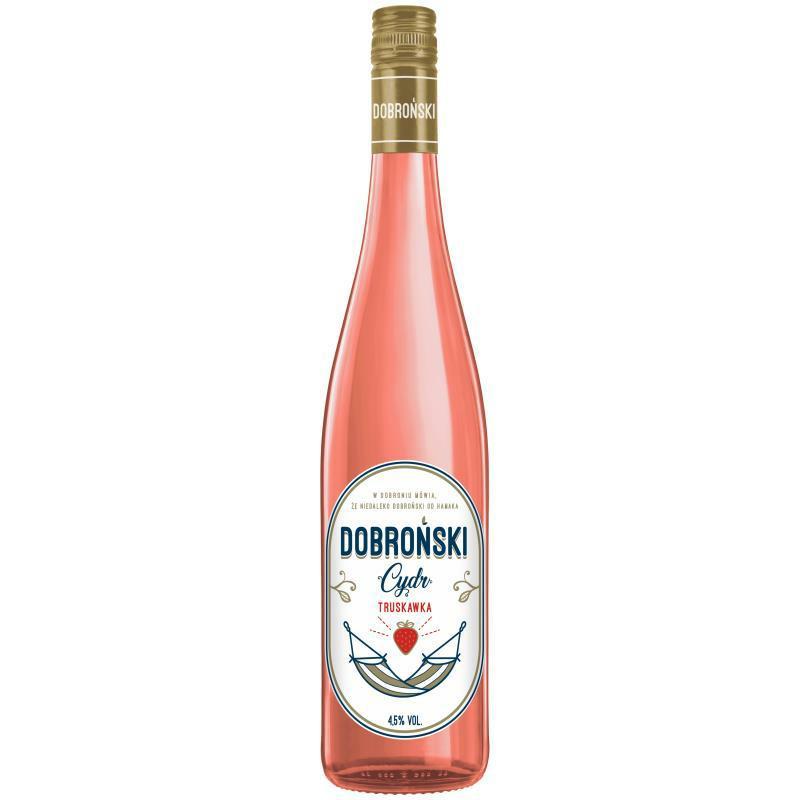 Cydr Dobroński Truskawka biały, półsłodki 4,5% 0,75l