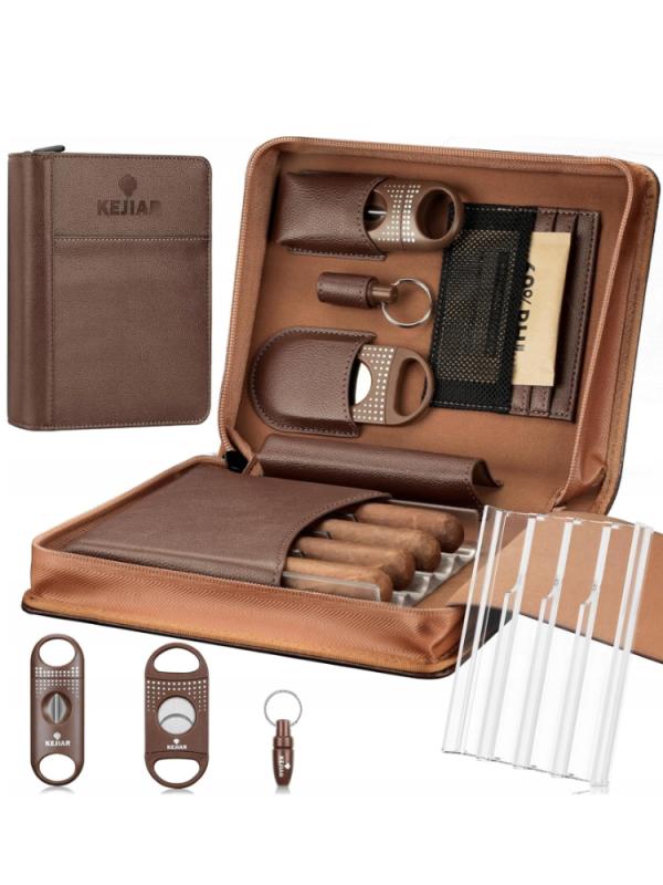 Humidor podróżny Kejiar z akcesoriami z imitacji skóry (1)
