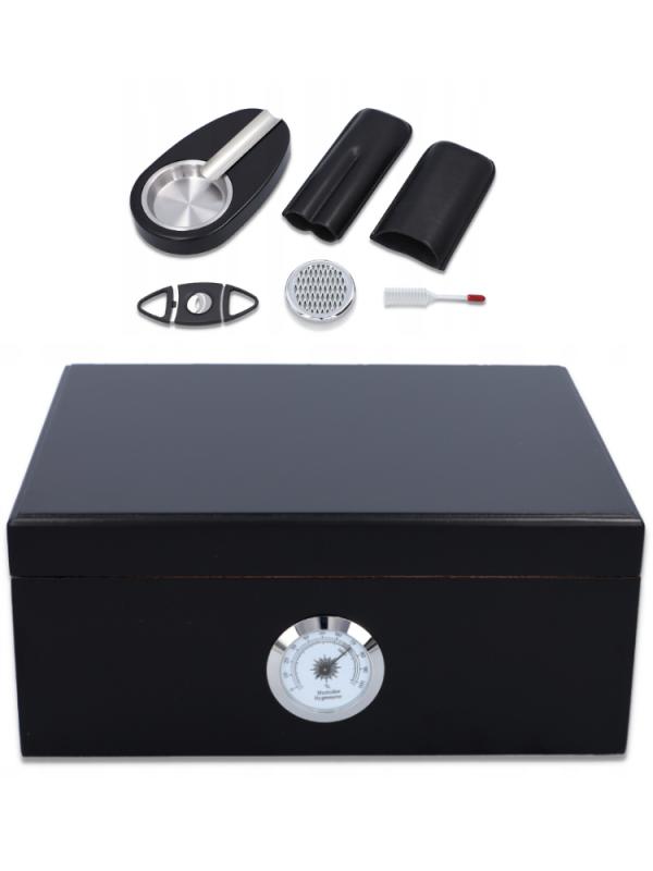 Humidor Sikarlan z higrometrem + akcesoria  (1)