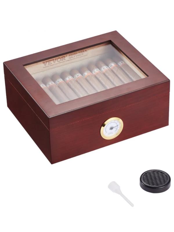 Humidor Vevor z nawilżaczem + higrometr na 30 cygar z okienkiem (1)