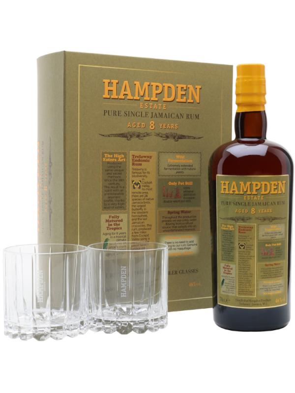 Rum Hampden Estate 8YO 0,7L 46% + 2 Szklanki  (1)