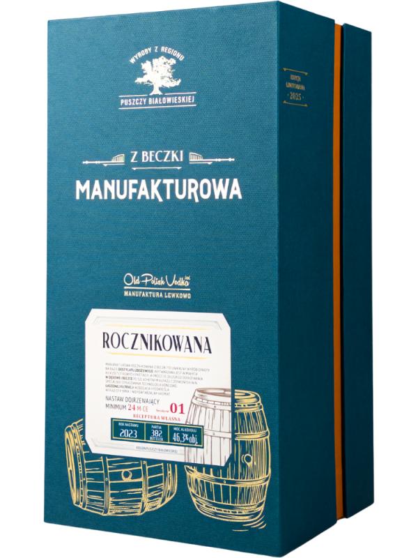 Wódka Manufakturowa Rocznikowa z Beczki nr 01 46,3% + 2 kieliszki (1)
