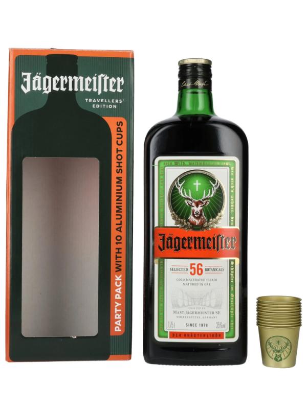 Likier Jagermeister 1,75L Party 35% + 10 Metalowych Kieliszków (1)