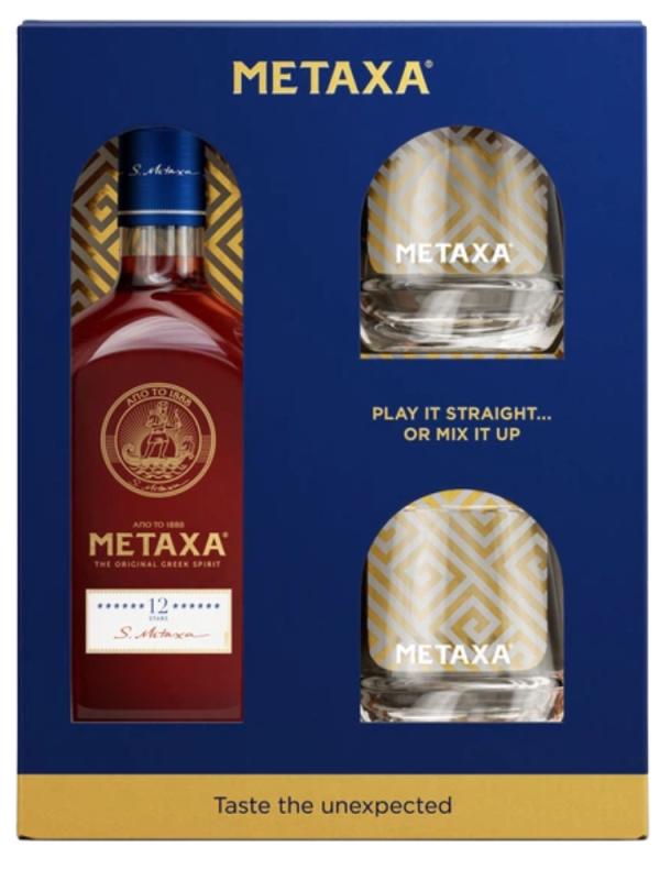 Metaxa 12* 0,7l + 2 szklanki 40% Grecja (1)