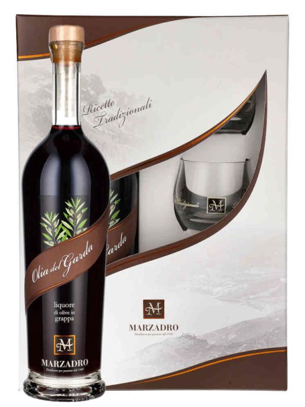 Likier Marzadro Olia del Garda 0,5l 40% + 2 szklanki (1)