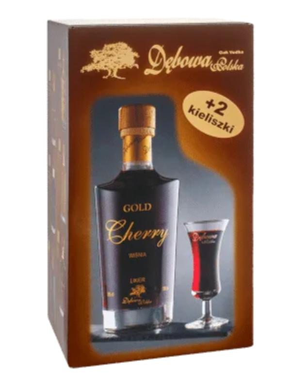 Likier Dębowa Raspberry Gold 0,7L 20% + 2 Kieliszki (1)