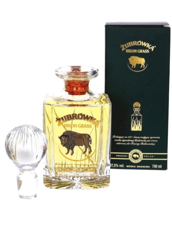 Żubrówka Bison Grass w kryształowej karafce 0,7L 37,5% (1)