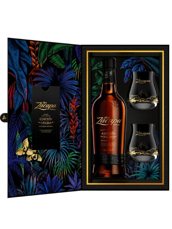 Rum Zacapa Edicion Negra Solera Gran Reserva 43% 0,7L + 2 Szklanki (1)