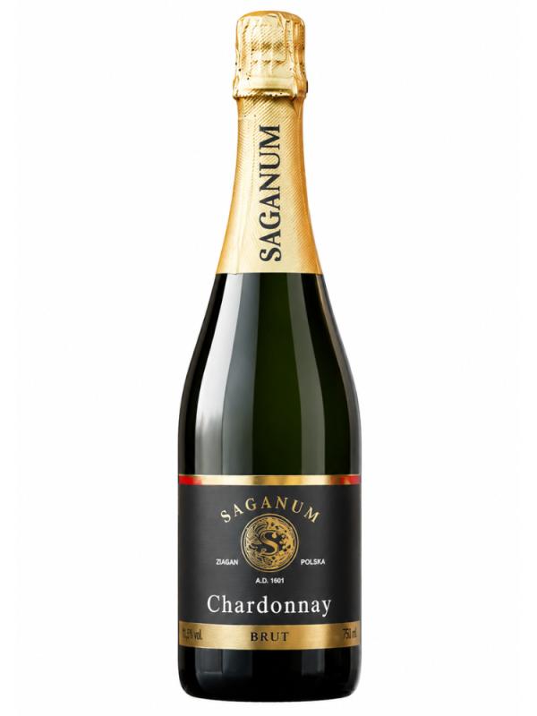 Wino musujące Saganum Chardonnay Sekt Brut białe, półwytrawne 0,75l  (1)