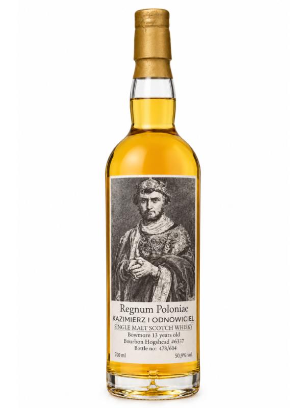 13- letnia limitowana whisky Kazimiesz I Odnowiciel z renomowanej destylarnii Bowmore z wysply Islay, butelka kolekcjonerska. (1)