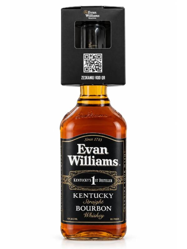WHISKEY BOURBON EVAN WILLIAMS BLACK LABEL 0,7L 40% USA + SZKLANKA amerykański klasyk z Kentucky w zestawie ze szklanką degustacyjną (1)