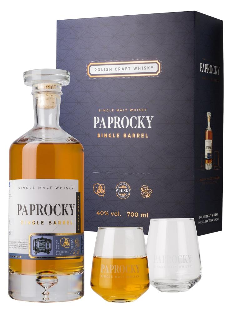 Whisky Paprocky Single Barrel 0,7l 40 + 2 szklanki alkoholeswiata24