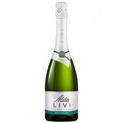 Bezalkoholowe białe półwytrawne wino musujące Alita Livi 