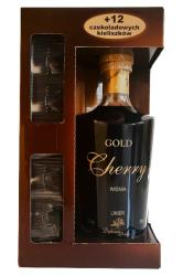 Likier Dębowa Cherry Gold 0,7l 30% + 12 czekoladowych kieliszków