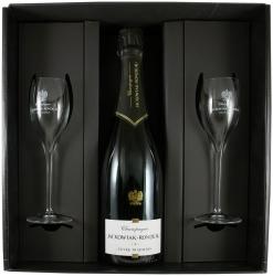 Szampan Jackowiak Cuvée Gourmande Demi Sec 0,75L + 2 Kieliszki w Pudełku 
